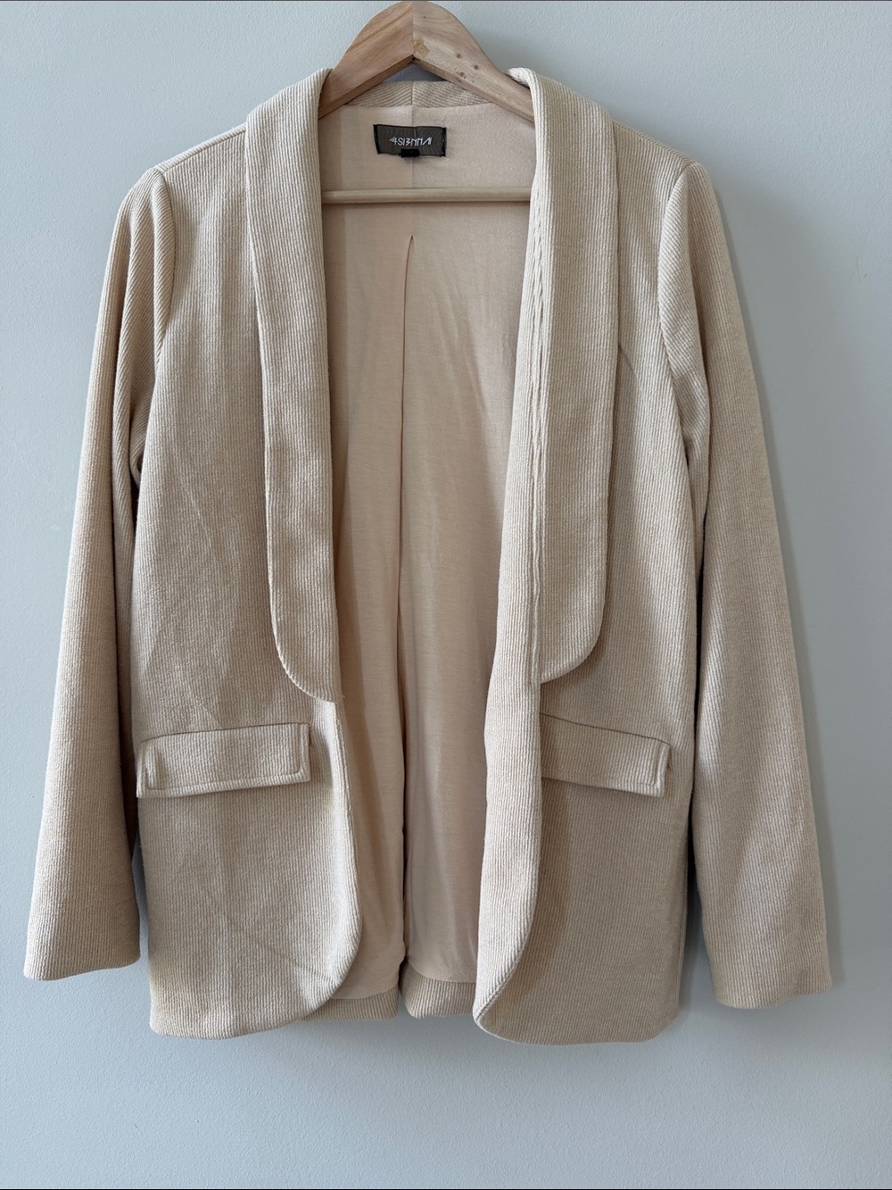 4SI3NNA Beige Open-Front Blazer Cardigan